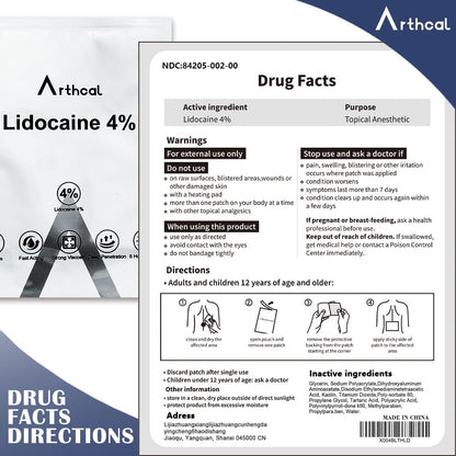 Arthcal 4% Lidocaine Patches(6 Pcs), Maximum Strength Pain Patches